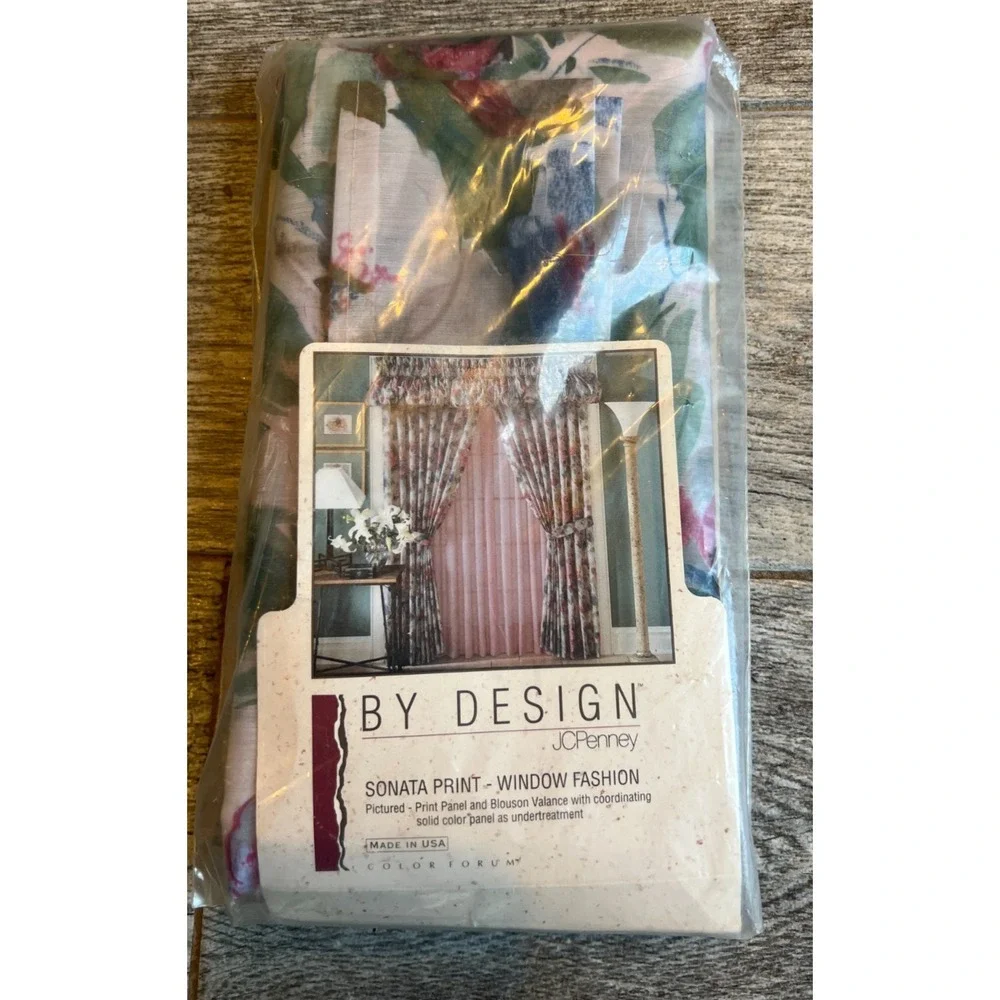 JCPenney Panel w tieback Curtain NWT Vintage Window Fashion Sonata Print USA